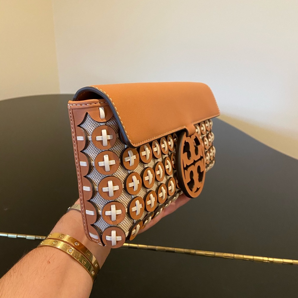 NWT RARE luxury Authentic Tory Burch Miller Leather Chainmail Clutch/bag - Picture 12 of 17